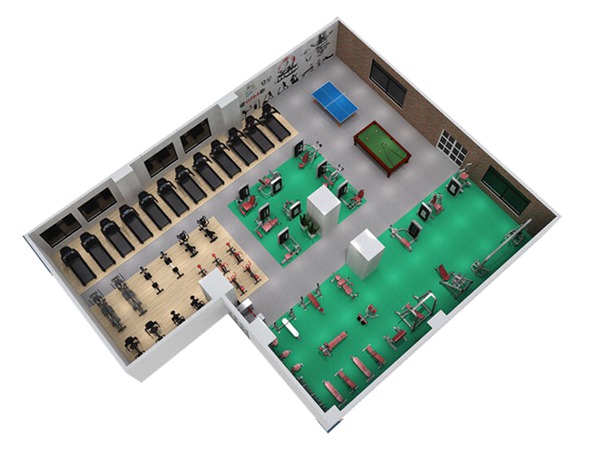 1000平方健身房配置方案-广西Z6.COM-尊龙集团体育健身器材有限公司